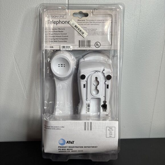 AT&T 146 Design Line Telephone Windchill White Hearing Aid Compatible Desk/Wall - Picture 2 of 7